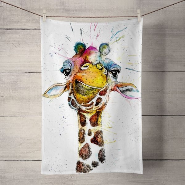 splatter rainbow giraffe tea towel J R Interiors